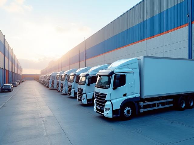 Warehouse loading dock with multiple Grizzly Allen trucks
