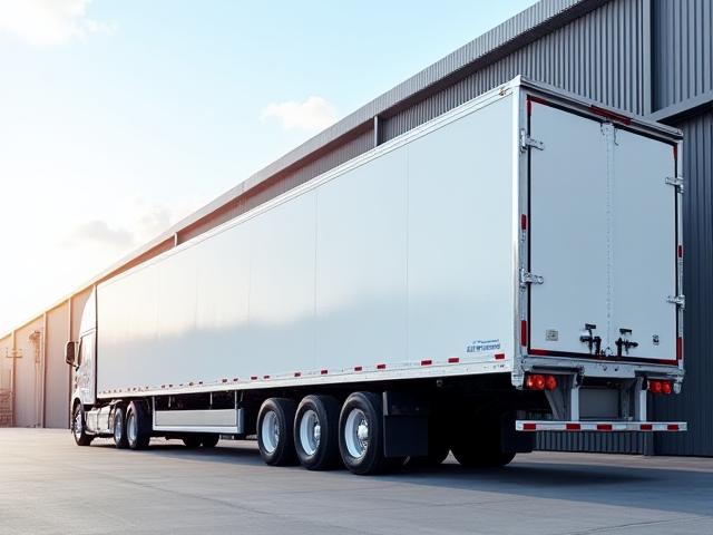 Modern 53 foot dry van trailer interior and exterior